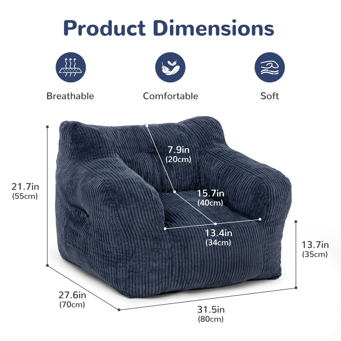 Pamapic Adult Bean Bag Chair for House Comfy