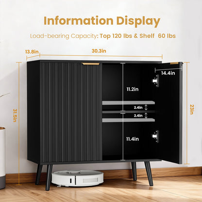 Pamapic Fluted Sideboard Cabinet with Adjustable Shelves for Living Room, Hallway, Entryway, Dining Room