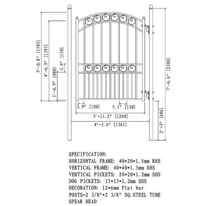 5FT Heavy-Duty Paris Powder-Coated Galvanized Steel Pedestrian Gate