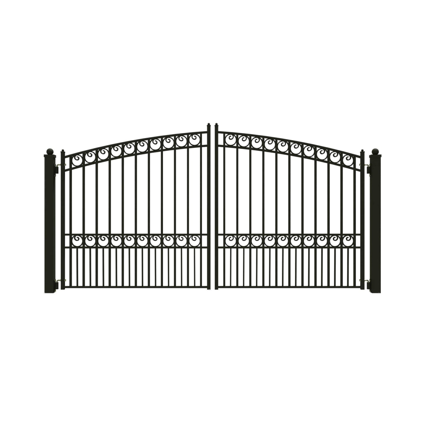 12FT - 18FT Heavy-Duty Paris-Style Steel Premium Dual-Swing Driveway Gate