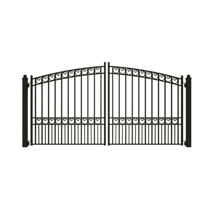 12FT - 18FT Heavy-Duty Paris-Style Steel Premium Dual-Swing Driveway Gate