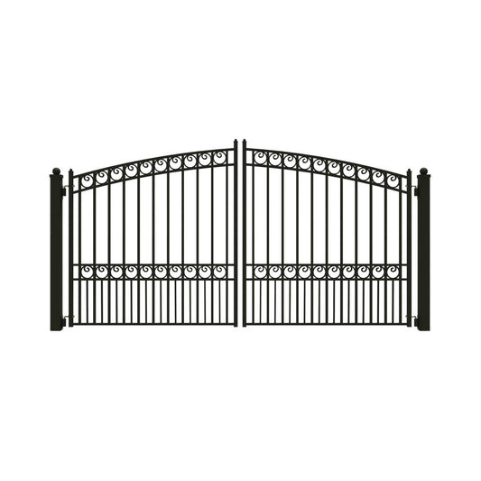 12FT - 18FT Heavy-Duty Paris-Style Steel Premium Dual-Swing Driveway Gate