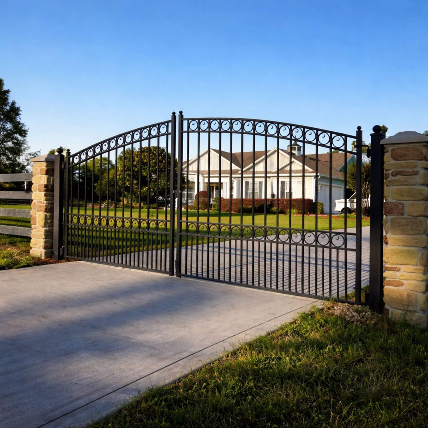 12FT - 18FT Heavy-Duty Paris-Style Steel Premium Dual-Swing Driveway Gate