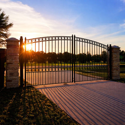 12FT - 18FT Heavy-Duty Paris-Style Steel Premium Dual-Swing Driveway Gate