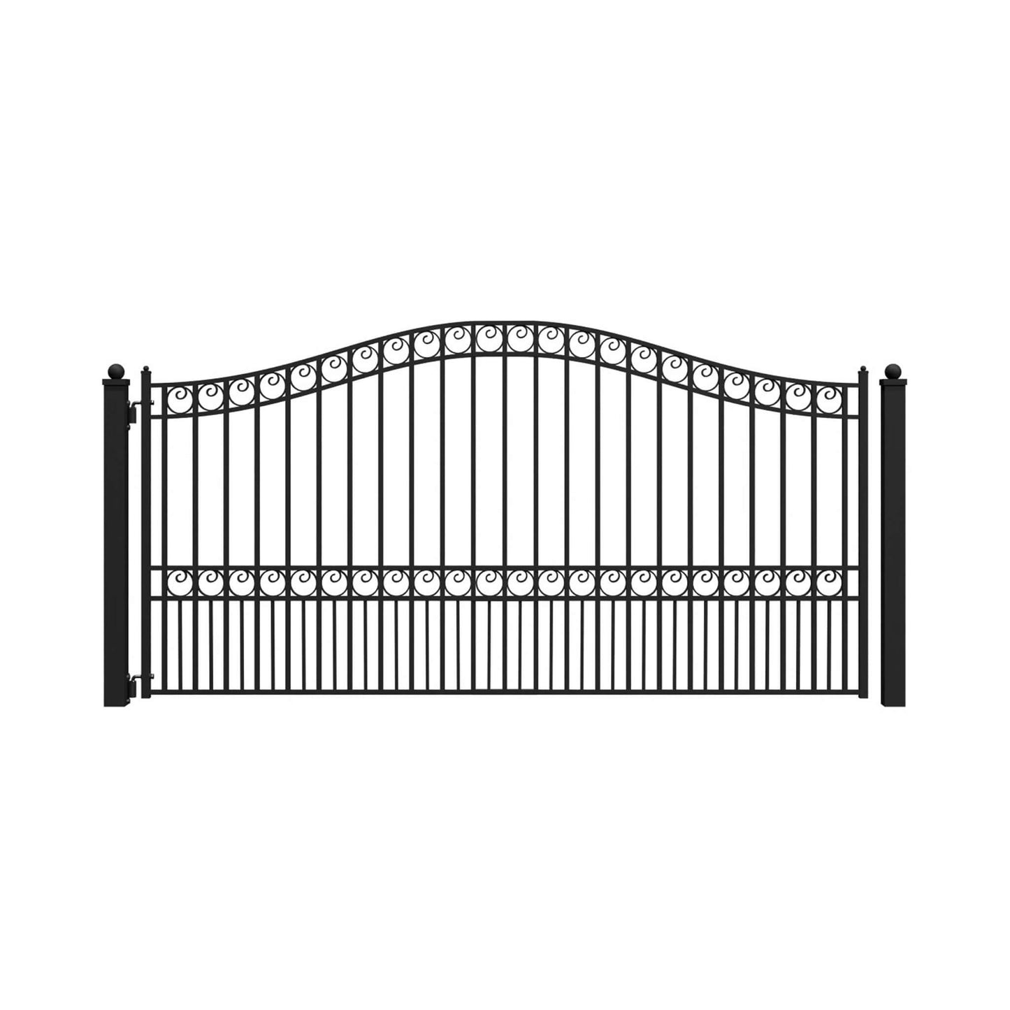 12FT - 18FT Heavy-Duty Paris-Style Galvanized Steel Single-Swing Driveway Gate