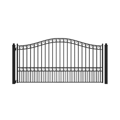12FT - 18FT Heavy-Duty Paris-Style Galvanized Steel Single-Swing Driveway Gate