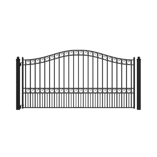 12FT - 18FT Heavy-Duty Paris-Style Galvanized Steel Single-Swing Driveway Gate