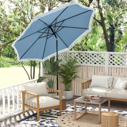 9 FT Patio Umbrella with Sun-Protective Canopy for Patio Garden Pool
