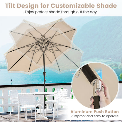 9 FT Patio Umbrella with Sun-Protective Canopy for Patio Garden Pool