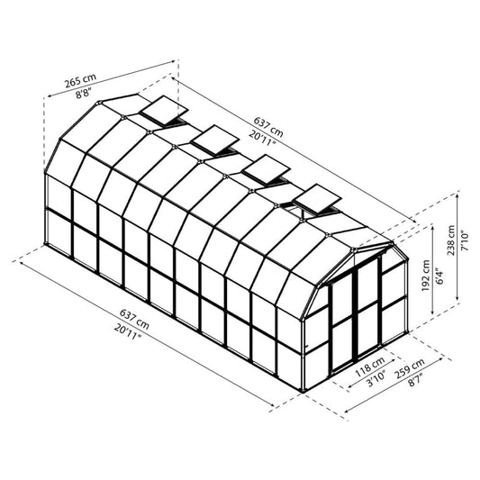 8' x 20' FT Extra Large Barn-Style Weatherproof Walk-In Greenhouse With Roof Vents
