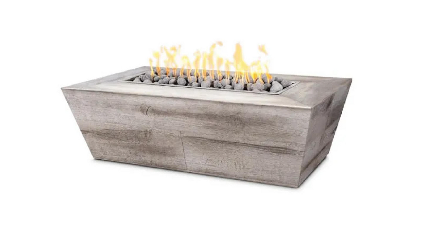 Plymouth Woodgrain Concrete Fire Pit 60" - Low Profile - Match Lit