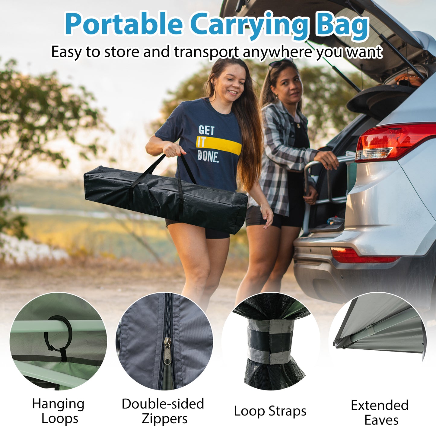 11 X 11 FT Pop Up Gazebo with Mesh Netting and Double Roof-Gray