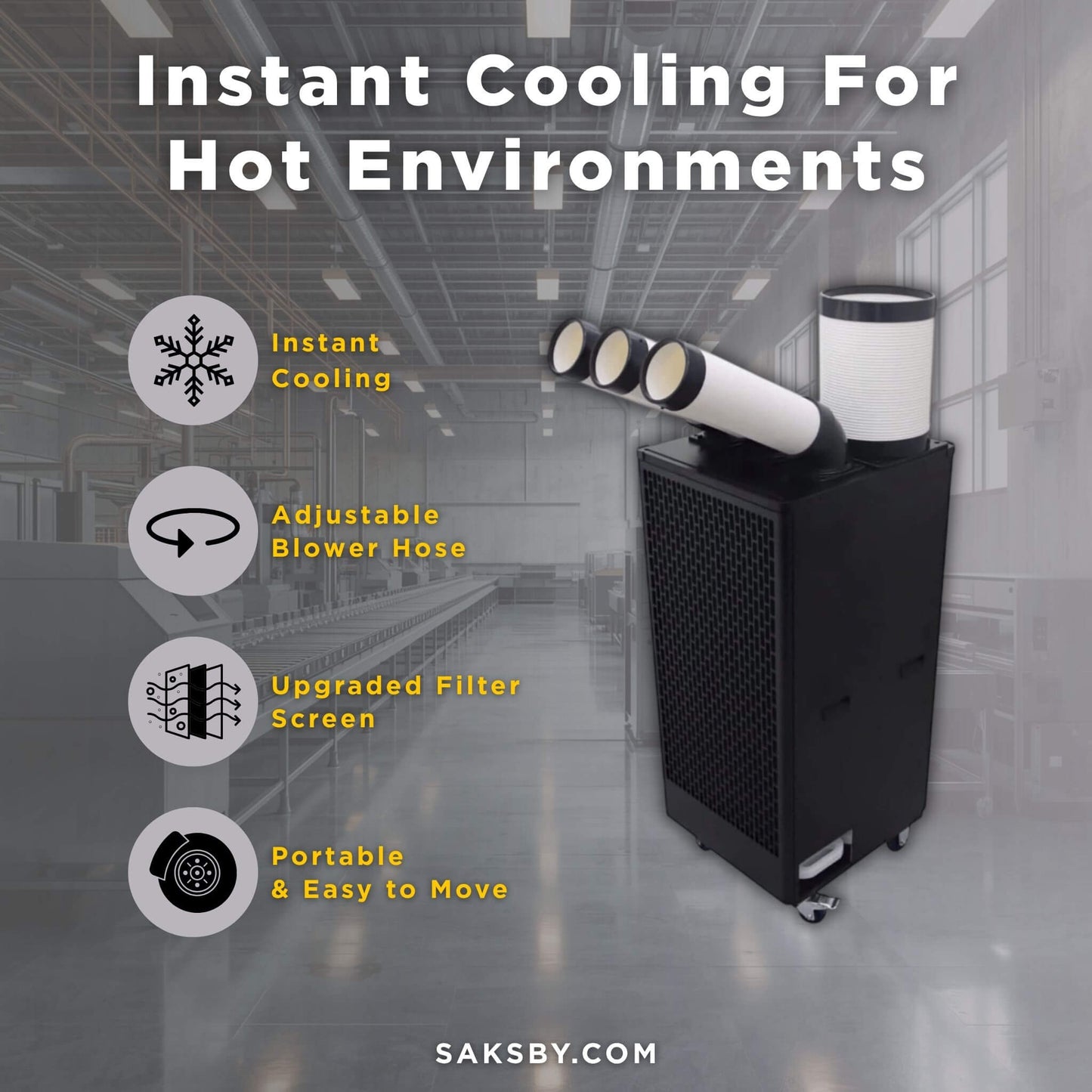 Portable 220V 2.5KW Outdoor 22K BTU Industrial Spot Cooling Air Conditioner