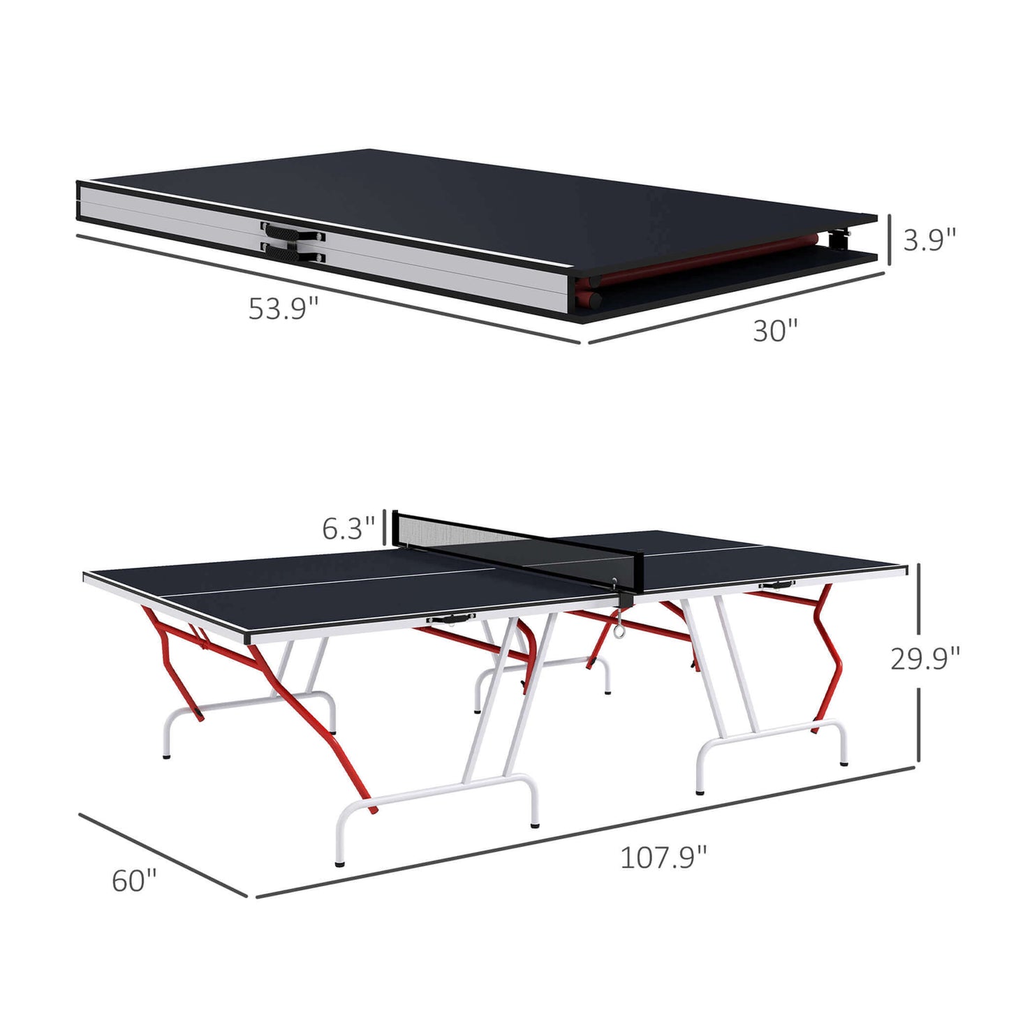 Portable Foldable Full Size Ping Pong Table Tennis Table With Net And Accessories