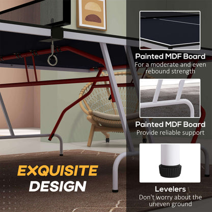 Portable Foldable Full Size Ping Pong Table Tennis Table With Net And Accessories
