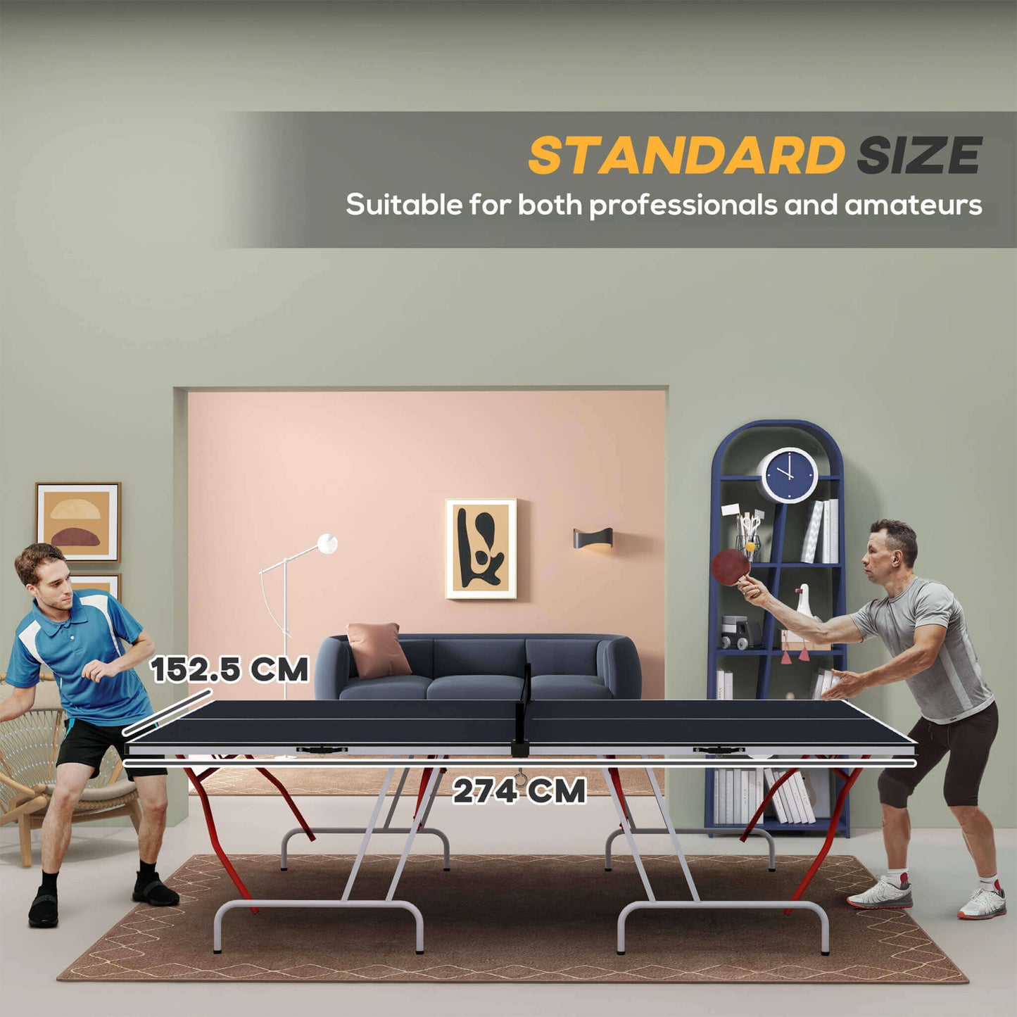 Portable Foldable Full Size Ping Pong Table Tennis Table With Net And Accessories