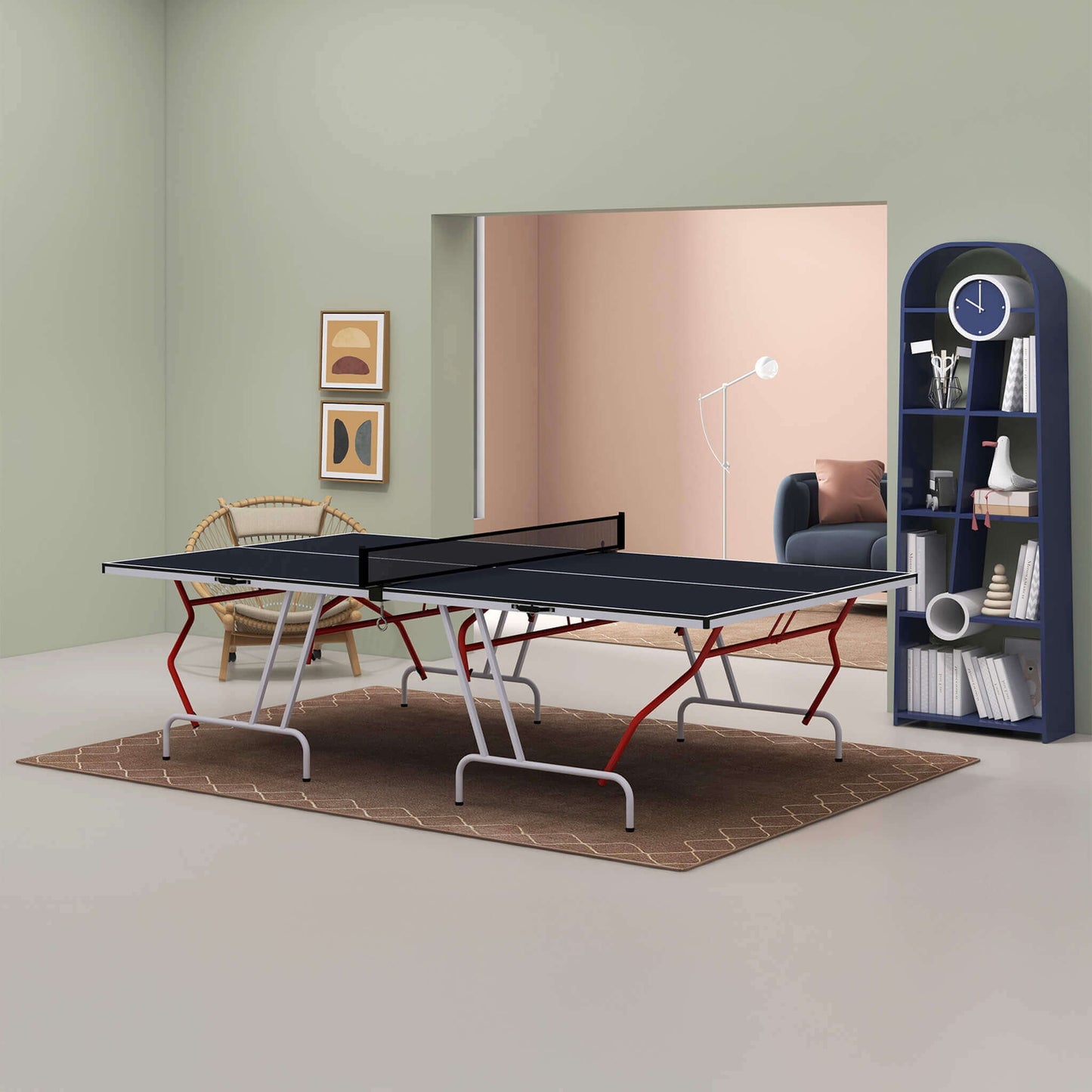 Portable Foldable Full Size Ping Pong Table Tennis Table With Net And Accessories