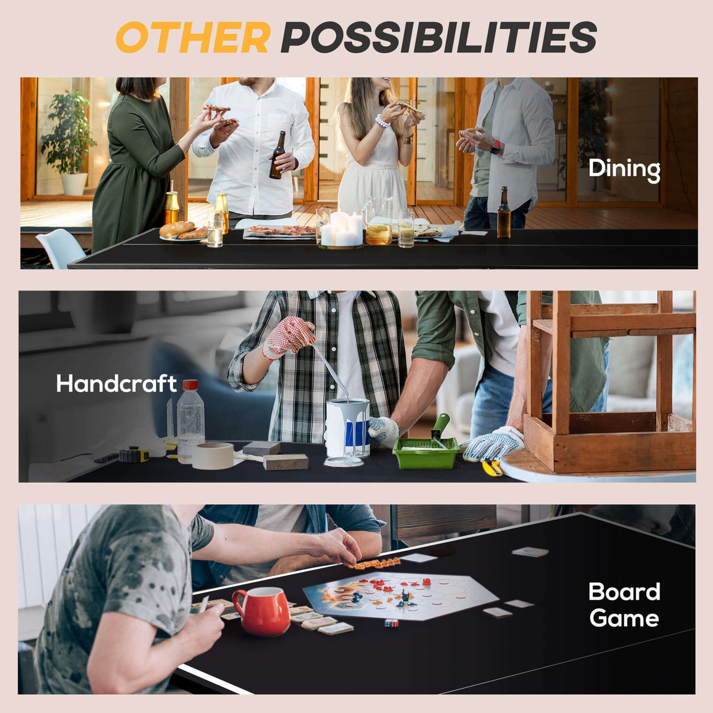 Portable Foldable Full Size Ping Pong Table Tennis Table With Net And Accessories