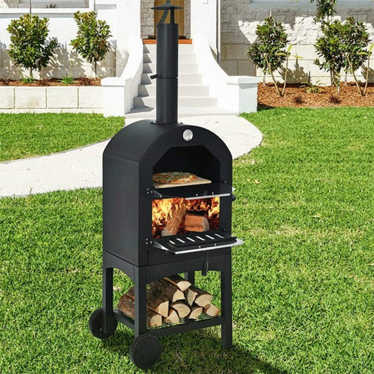 Portable Outdoor Wood Fired Pizza Oven W/ Pizza Stone & Waterproof Cover