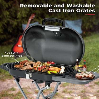 Portable Propane Gas Grill 15K BTU - 348 SQ Inch Cooking Areas for Outdoor Camping / Tailgating / Picnic