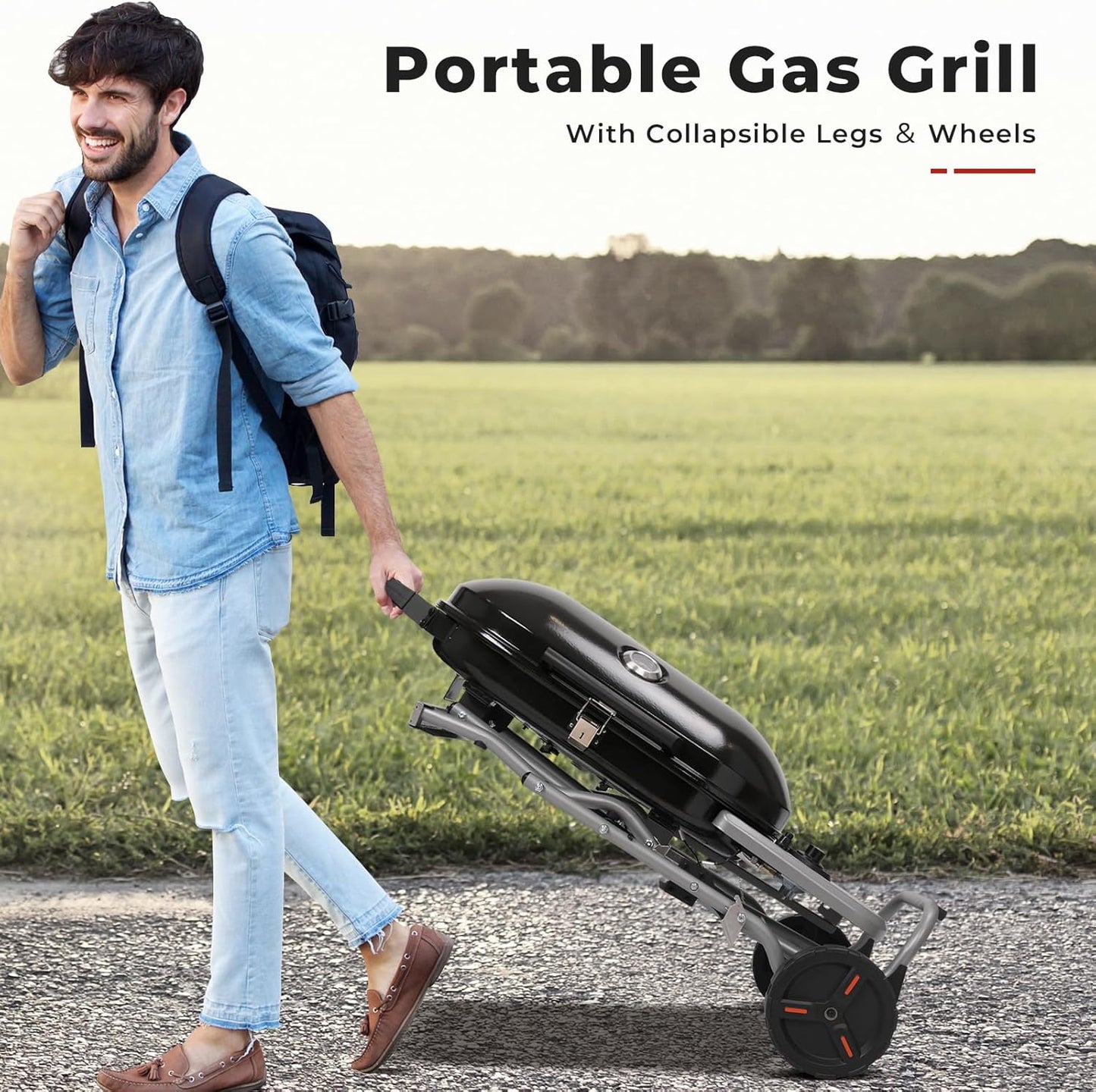 Portable Propane Gas Grill 15K BTU - 348 SQ Inch Cooking Areas for Outdoor Camping / Tailgating / Picnic