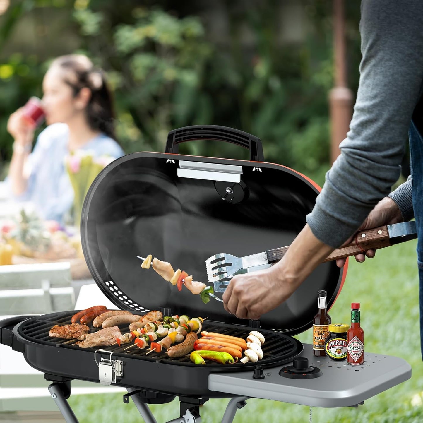 Portable Propane Gas Grill 15K BTU - 348 SQ Inch Cooking Areas for Outdoor Camping / Tailgating / Picnic