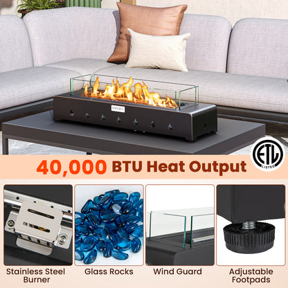 Portable Mini Fireplace with Wind Guard and Stainless Steel Burner