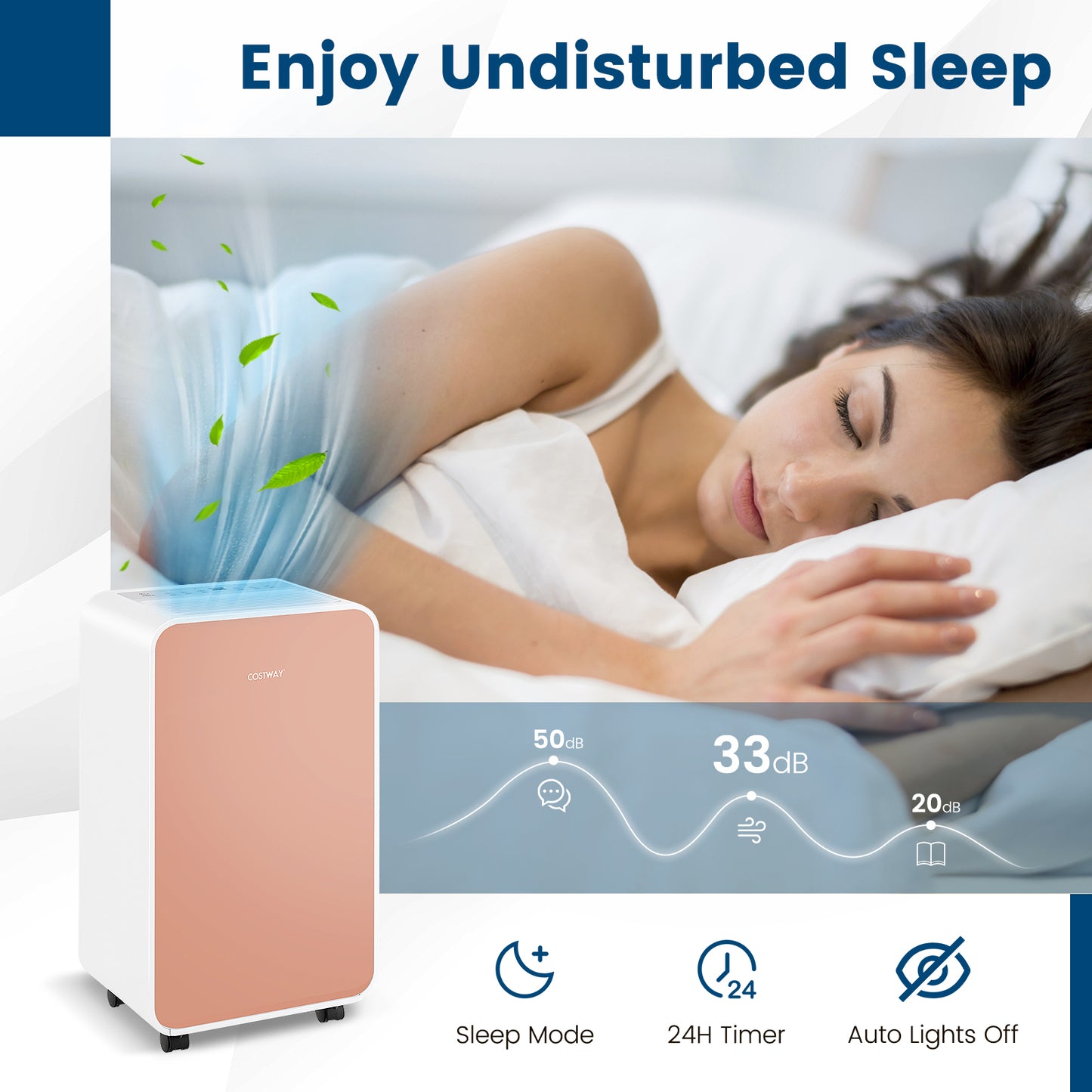 32 Pints/Day Portable Quiet Dehumidifier for Rooms up to 2500 Sq.