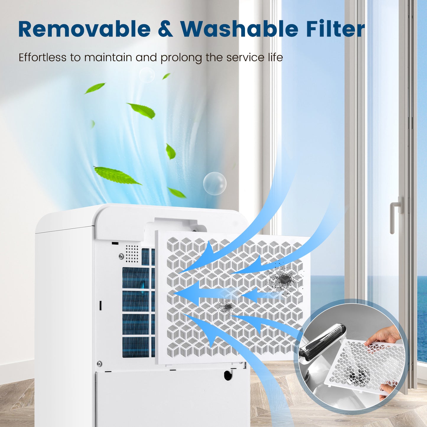 32 Pints/Day Portable Quiet Dehumidifier for Rooms up to 2500 Sq.