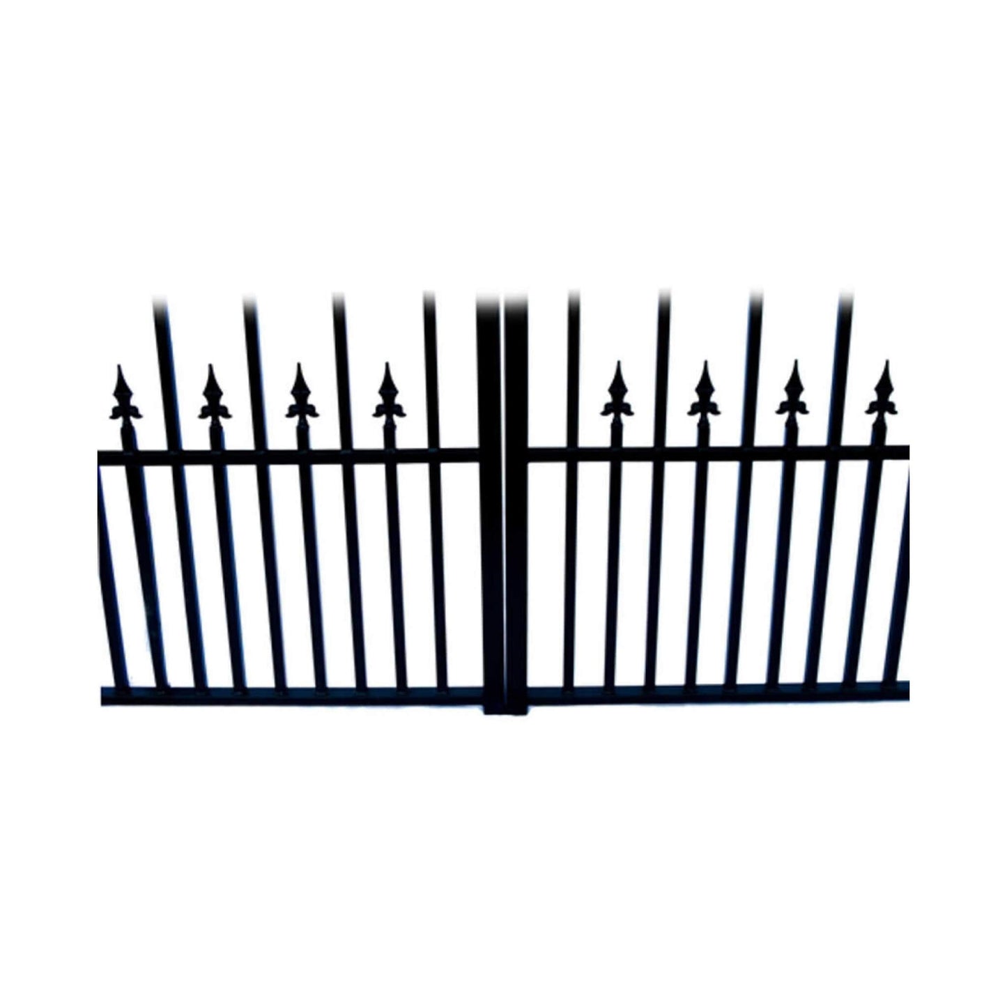 12FT - 18FT Heavy-Duty Prague-Style Powder-Coated Galvanized Steel Dual Swing Driveway Gate