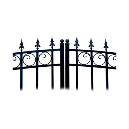 12FT - 18FT Heavy-Duty Prague-Style Powder-Coated Galvanized Steel Dual Swing Driveway Gate