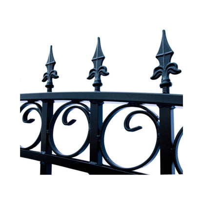12FT - 18FT Heavy-Duty Prague-Style Powder-Coated Galvanized Steel Dual Swing Driveway Gate