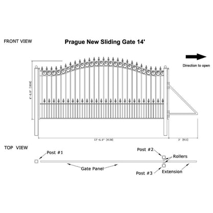 12FT - 18FT Heavy-Duty Prague-Style Premium Steel Sliding Driveway Gate