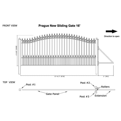 12FT - 18FT Heavy-Duty Prague-Style Premium Steel Sliding Driveway Gate