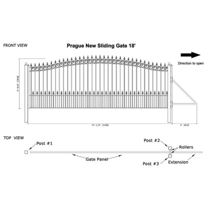 12FT - 18FT Heavy-Duty Prague-Style Premium Steel Sliding Driveway Gate