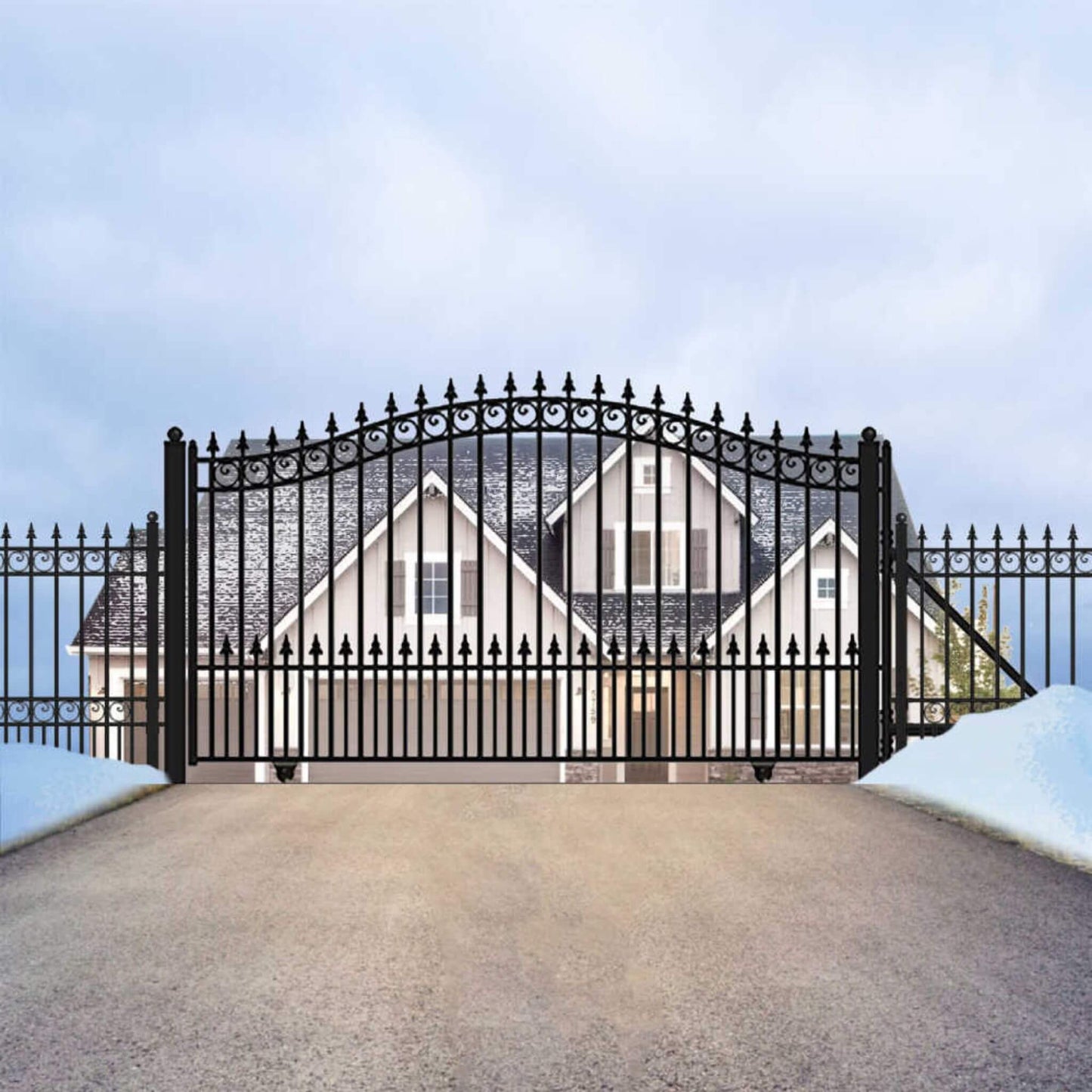 12FT - 18FT Heavy-Duty Prague-Style Premium Steel Sliding Driveway Gate