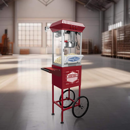 Premium 12-Ounce Movie Theater-Style Popcorn Machine with Cart