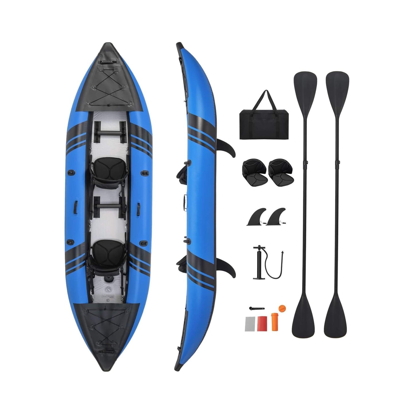 Premium 12FT 2-Person Inflatable Tandem Kayak Kit with Pump and Paddles