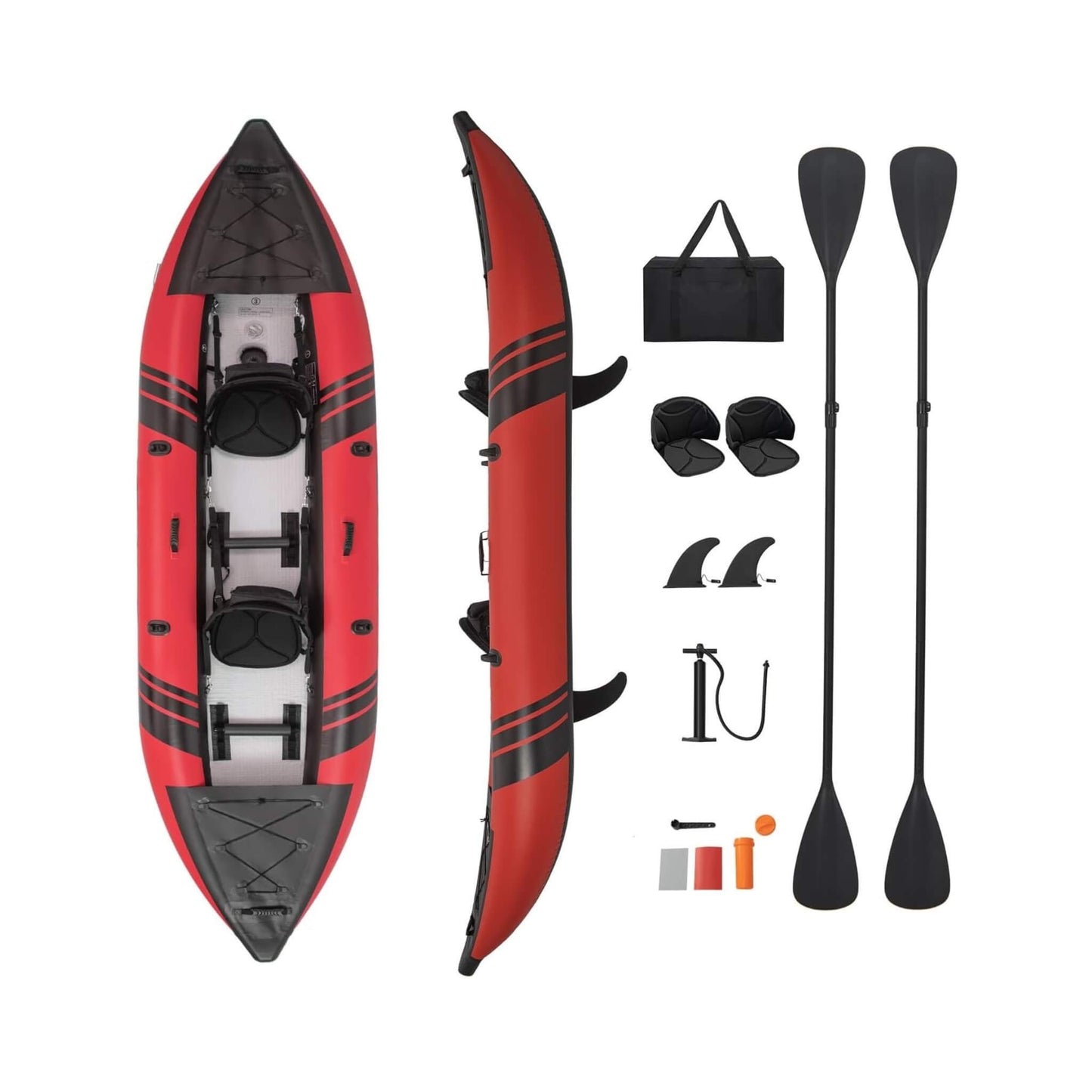 Premium 12FT 2-Person Inflatable Tandem Kayak Kit with Pump and Paddles