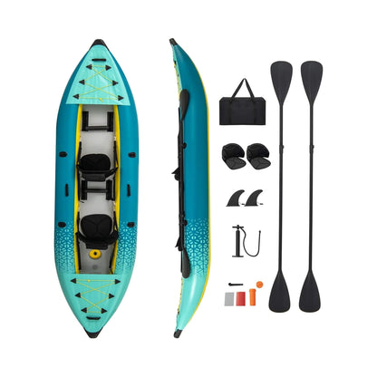 Premium 12FT 2-Person Inflatable Tandem Kayak Kit with Pump and Paddles