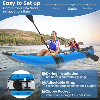 Premium 12FT 2-Person Inflatable Tandem Kayak Kit with Pump and Paddles
