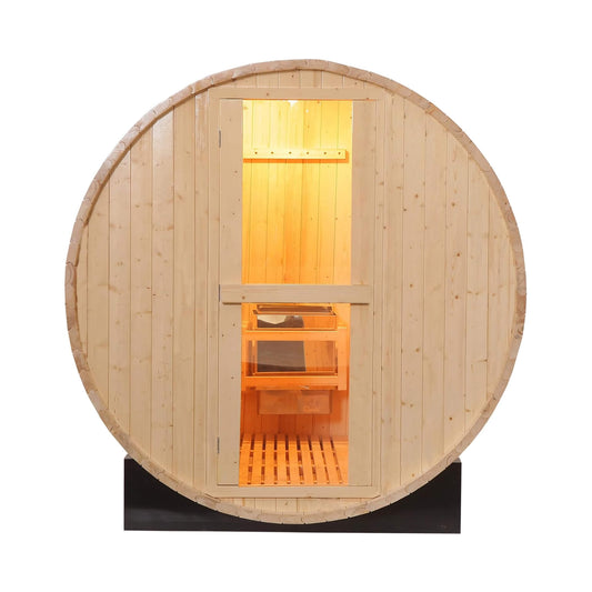 Thermora Premium All-Weather Outdoor Pinewood Barrel Sauna Kit With 4.5KW Heater And Tempered Glass Window