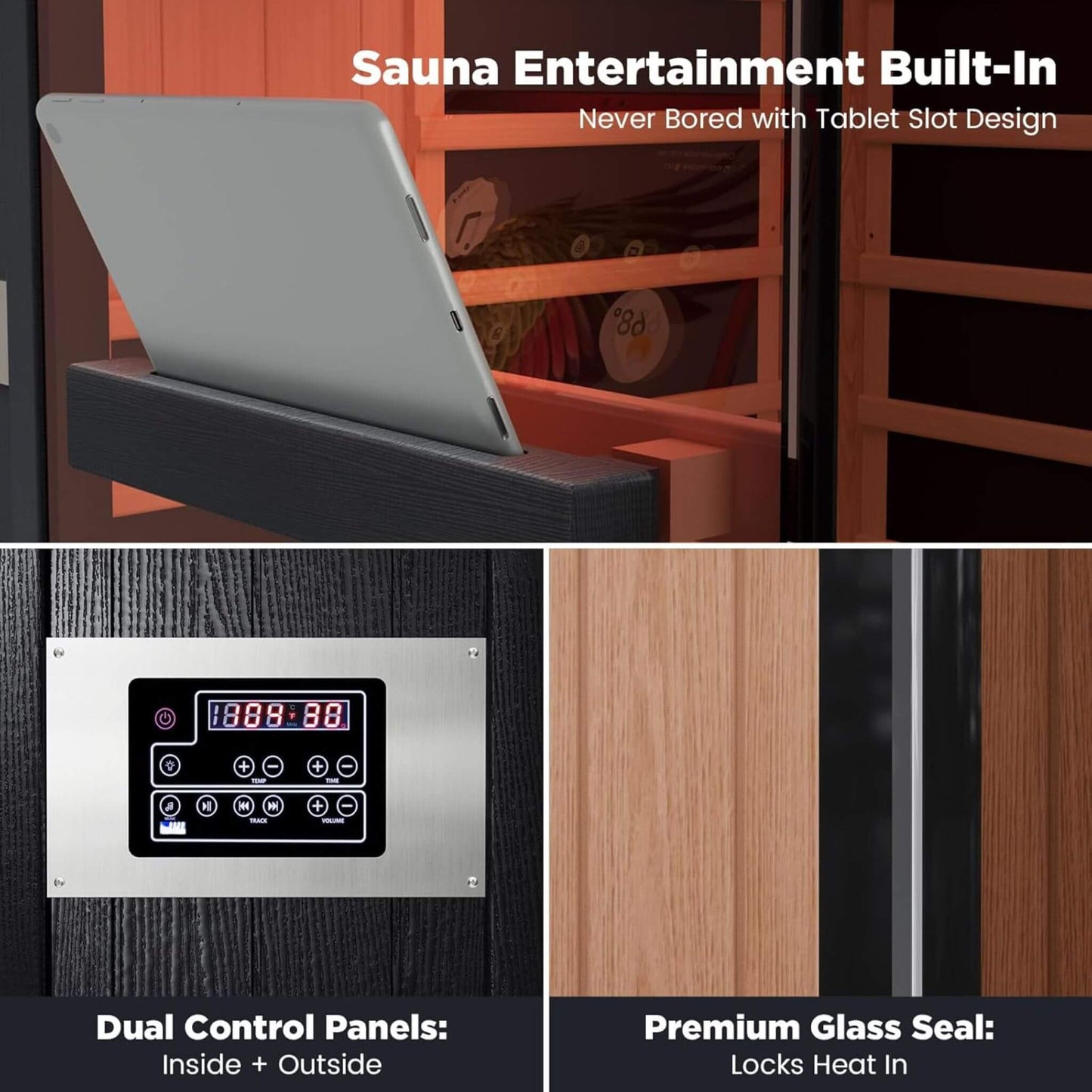 Thermora Pandora Premium 2-Person Indoor Infrared Sauna with Red Light Therapy and Himalayan Salt Rocks