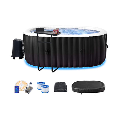 Premium 2-Person Inflatable Hot Tub Kit with 8-Color LED Lights