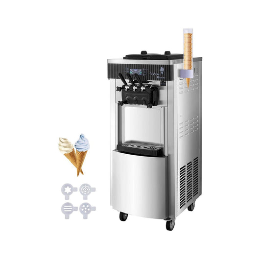 Premium 3-Flavors Commercial Soft Serve Ice Cream Machine Yogurt Maker 20-28 L/H
