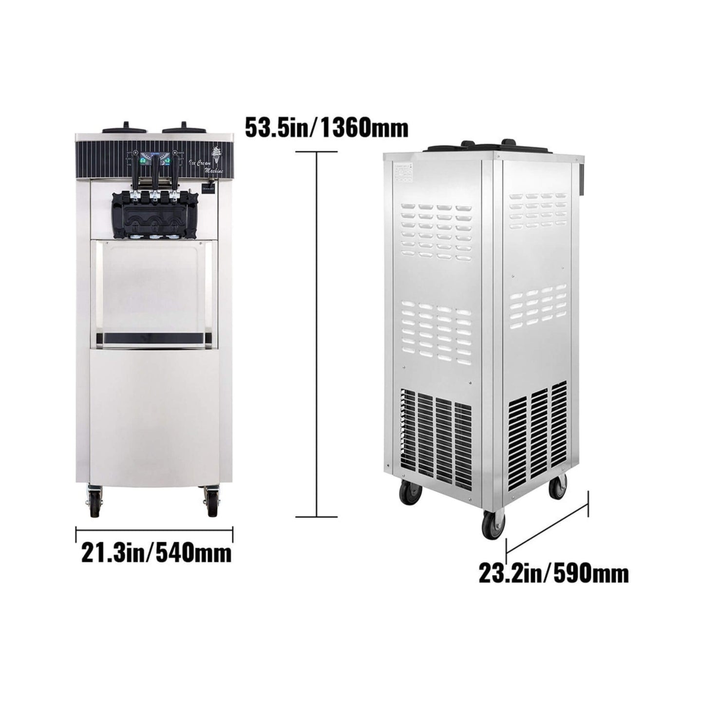Premium 3-Flavors Commercial Soft Serve Ice Cream Machine Yogurt Maker 20-28 L/H