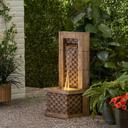 Premium 35-Inch Hand-Crafted Weather-Resistant Waterfall Fountain with LED Lights