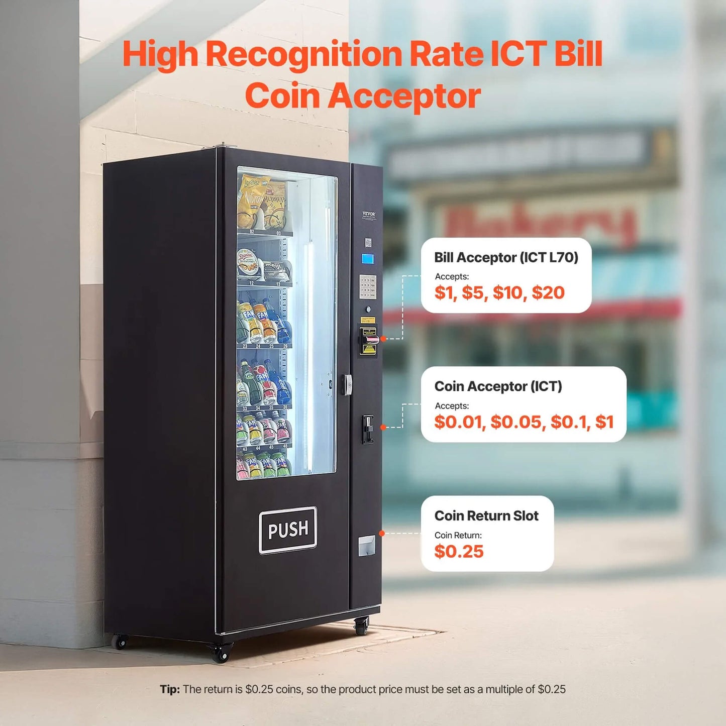 Premium 36-Slot Combo Vending Machine With ICT Bill And Coin Acceptor