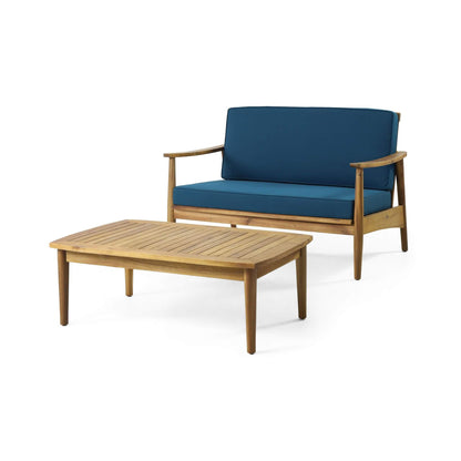 Alora Premium 4-Piece Wooden Outdoor Patio Conversation Seating Set With Cushions