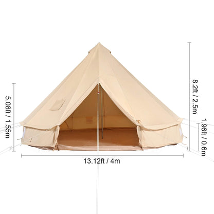 Premium 4-Season Camping Canvas Bell Yurt Tent With Stove Jack